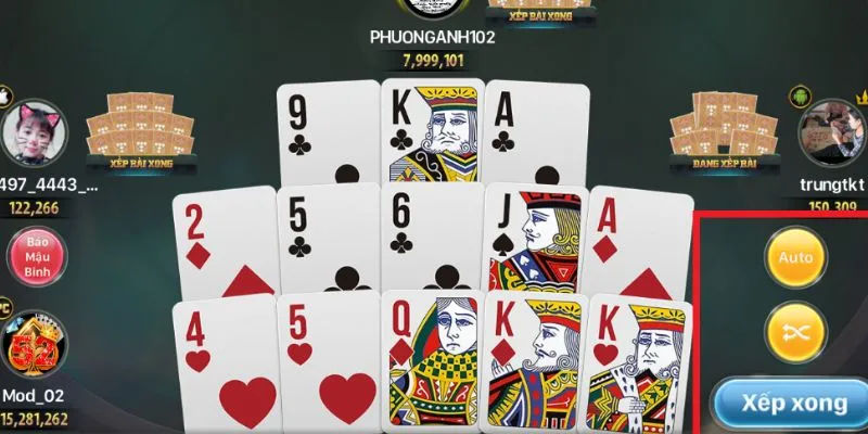 Cách kết hợp bài và sắp xếp bài hợp lý trong binh xập xám.