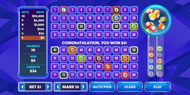 Xem xét tỷ lệ thắng khi chơi Keno